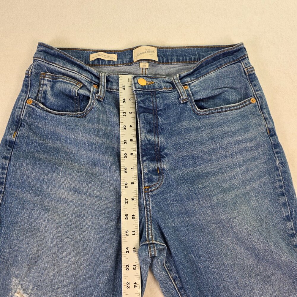 Universal‎ Thread High Rise Slim Straight Jeans Size 12R Blue Stretch Button Fly - Picture 8 of 9